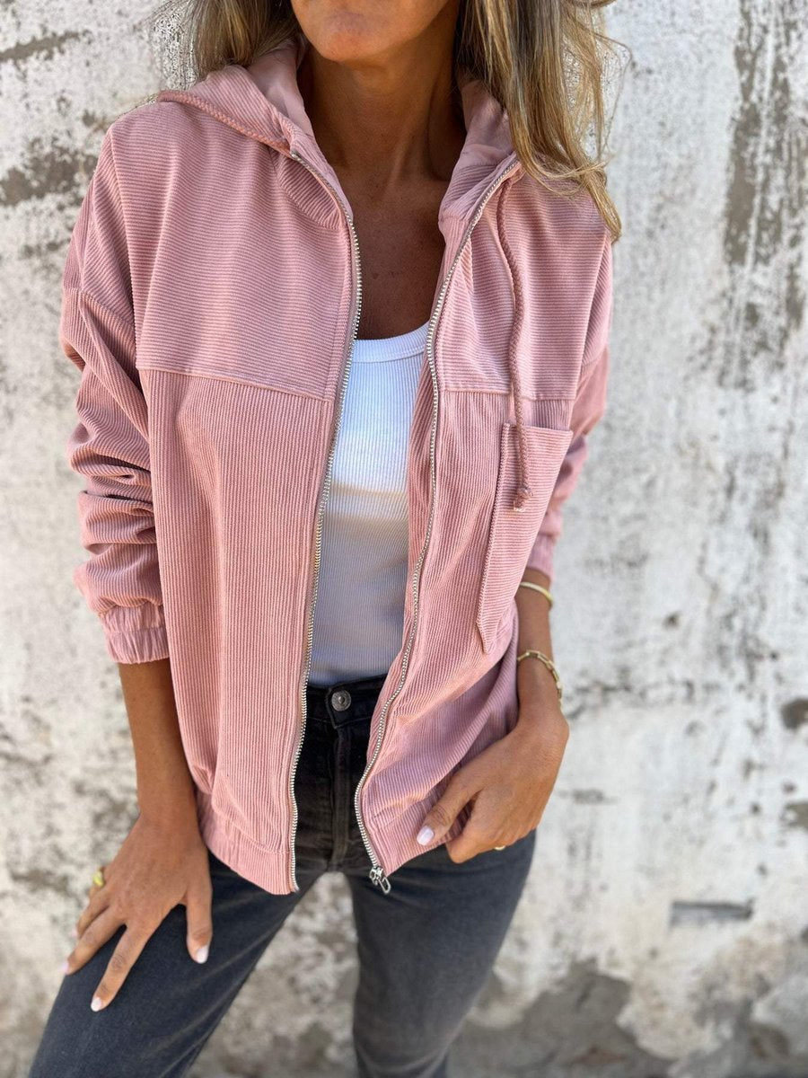 Sable Women's Quilted Jacket | Hooded Oversized Corduroy Zip-Up 2
