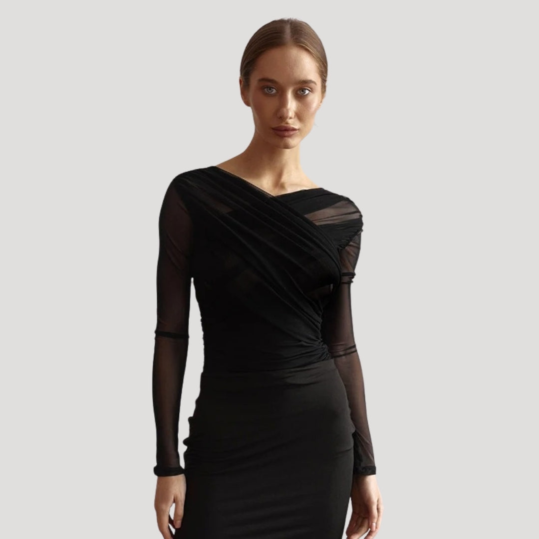 Sable Women’s Top with Long Sleeves and Sheer Wrap Design 0