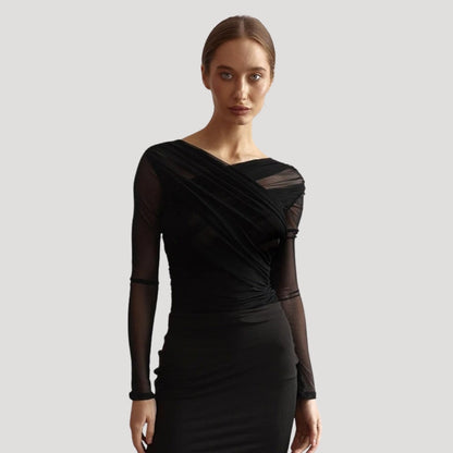 Sable Women’s Top with Long Sleeves and Sheer Wrap Design 0