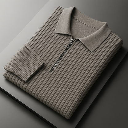 Savoni Men's Quarter-Zip Sweater with Ribbed Texture and Sleek Collar 2
