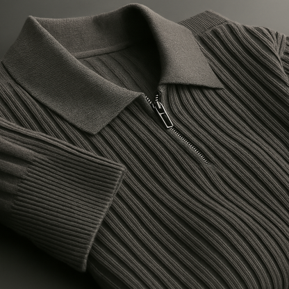 Savoni Men's Quarter-Zip Sweater with Ribbed Texture and Sleek Collar 3