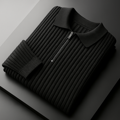 Savoni Men's Quarter-Zip Sweater with Ribbed Texture and Sleek Collar 5