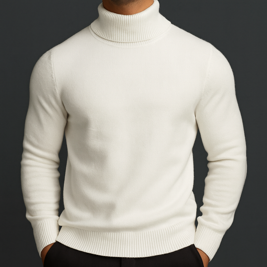 Savoni Men’s Turtleneck Sweater with Ribbed Collar and Hand-Stitched Lining 0