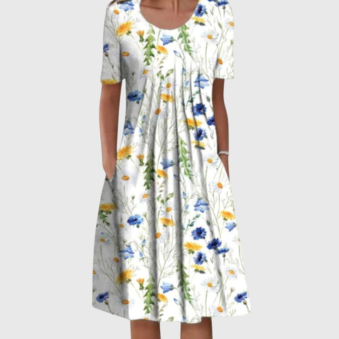 Scarlet Women’s Dress with Round Neck and Layered Design for Summer and Formal Occasions 1
