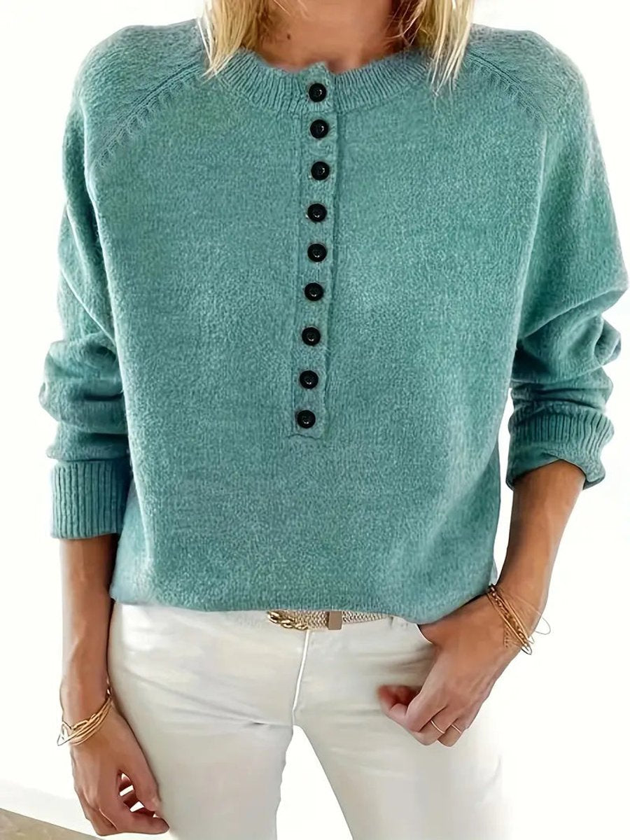 Scarlett Women's Knit Sweater | Half-Button V-Neck Long Sleeve 1