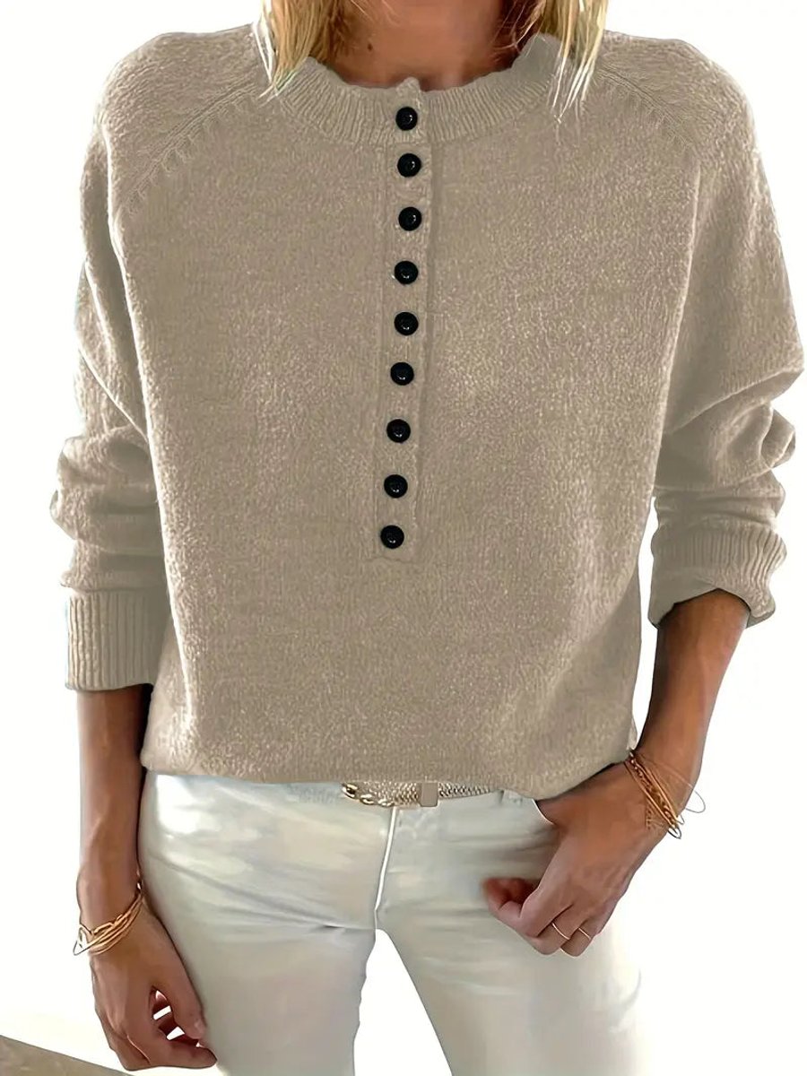 Scarlett Women's Knit Sweater | Half-Button V-Neck Long Sleeve 4