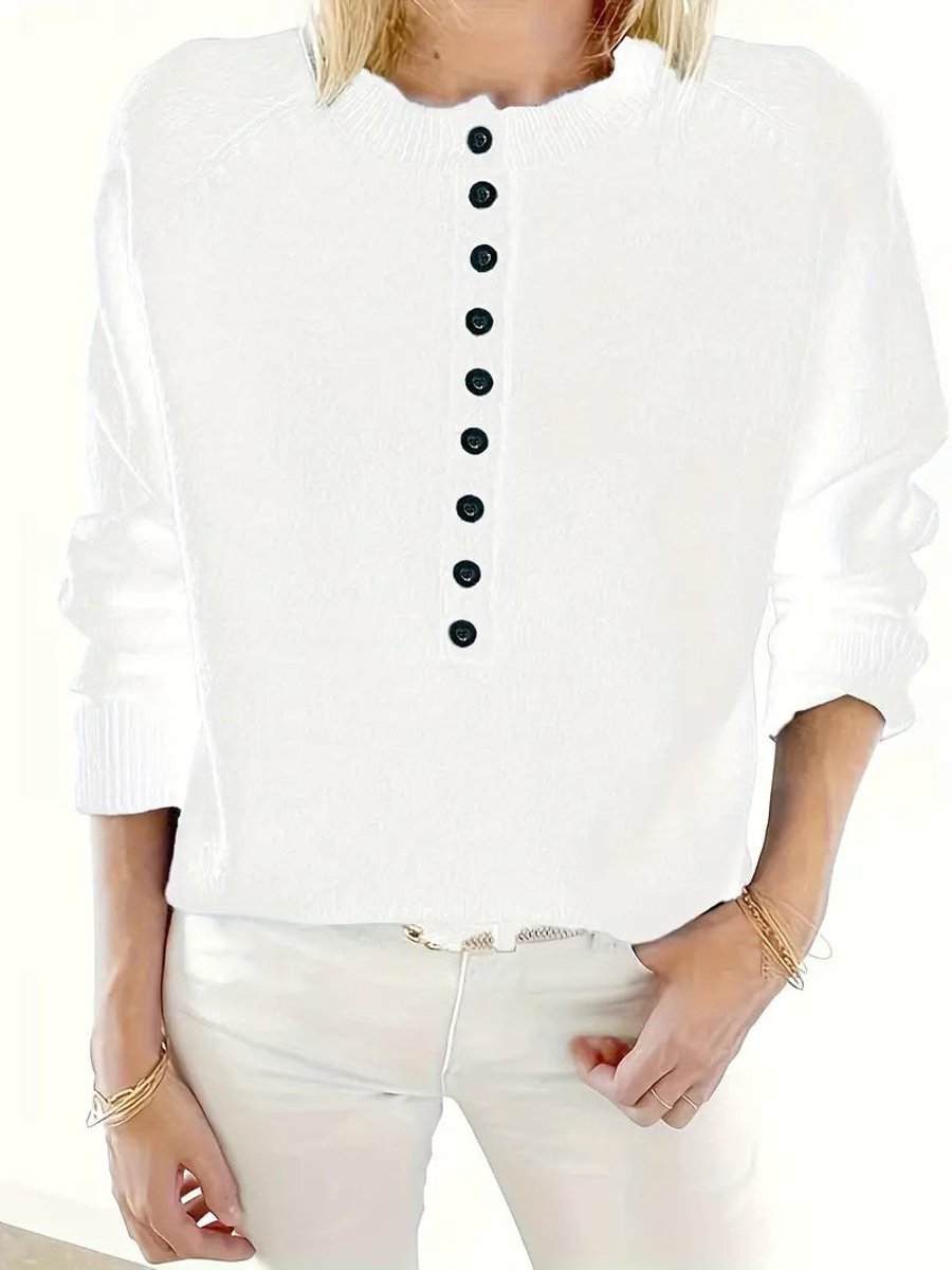 Scarlett Women's Knit Sweater | Half-Button V-Neck Long Sleeve 8