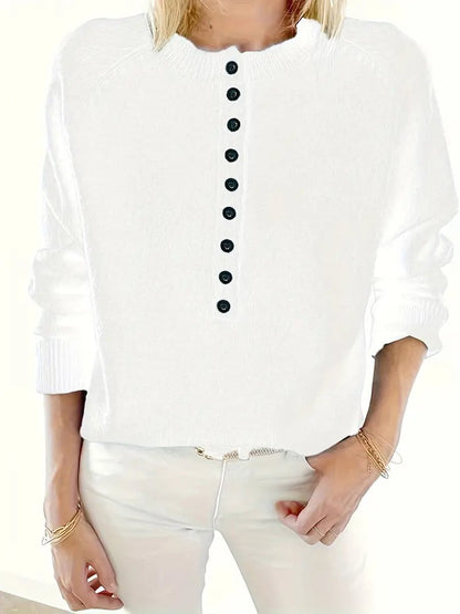Scarlett Women's Knit Sweater | Half-Button V-Neck Long Sleeve 8