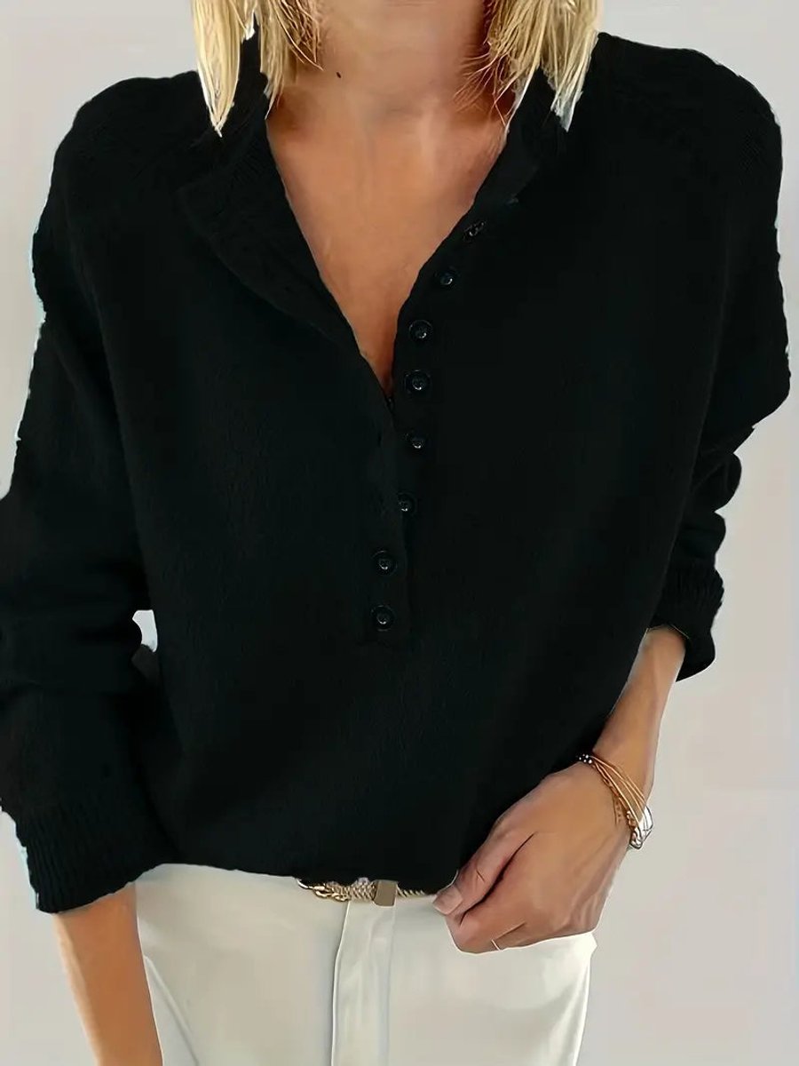 Scarlett Women's Knit Sweater | Half-Button V-Neck Long Sleeve 9