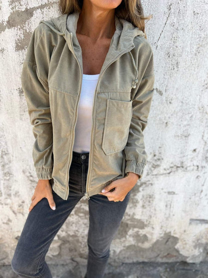 Scarlett Women's Quilted Corduroy Jacket | Hooded, Oversized Fit 1