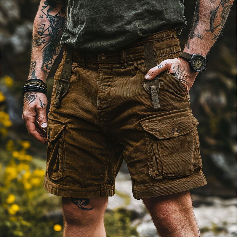 Sebas Men's Cargo Shorts with Flap Pockets and Knee-Length Cut 1