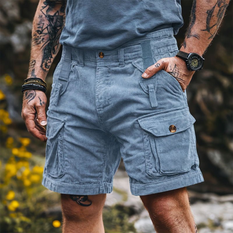 Sebas Men's Cargo Shorts with Flap Pockets and Knee-Length Cut 2