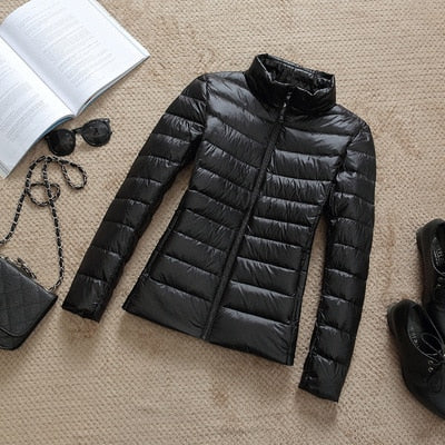 Sela Women's Puffer Jacket | Quilted, Glossy Finish, Short Zip-Up Coat 0