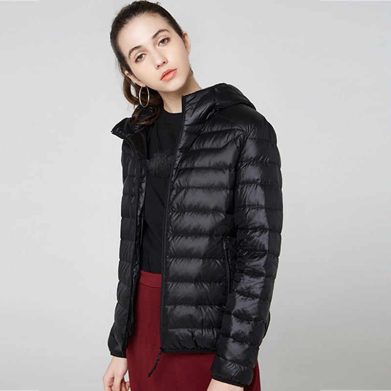 Sela Women's Puffer Jacket | Quilted, Glossy Finish, Short Zip-Up Coat 1
