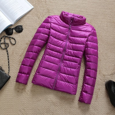 Sela Women's Puffer Jacket | Quilted, Glossy Finish, Short Zip-Up Coat 12