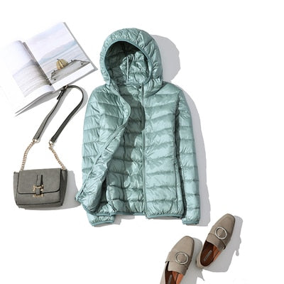 Sela Women's Puffer Jacket | Quilted, Glossy Finish, Short Zip-Up Coat 7