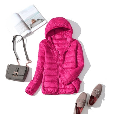 Sela Women's Puffer Jacket | Quilted, Glossy Finish, Short Zip-Up Coat 8