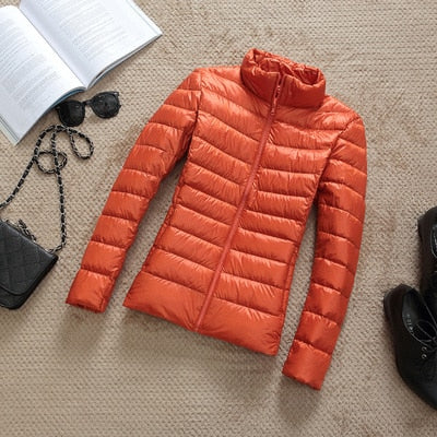 Sela Women's Puffer Jacket | Quilted, Glossy Finish, Short Zip-Up Coat 9