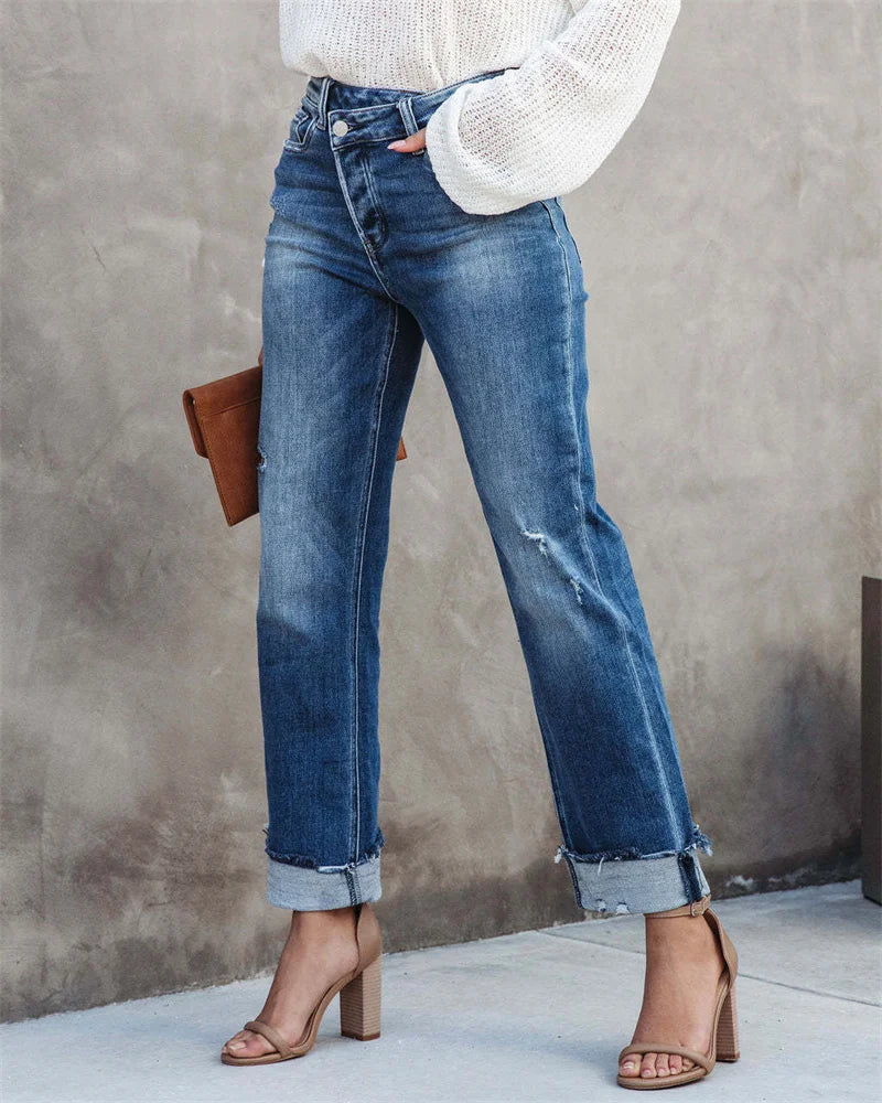 Sela Women's Straight High Waist Jeans | Soft Stretch Fabric, Timeless Style 1