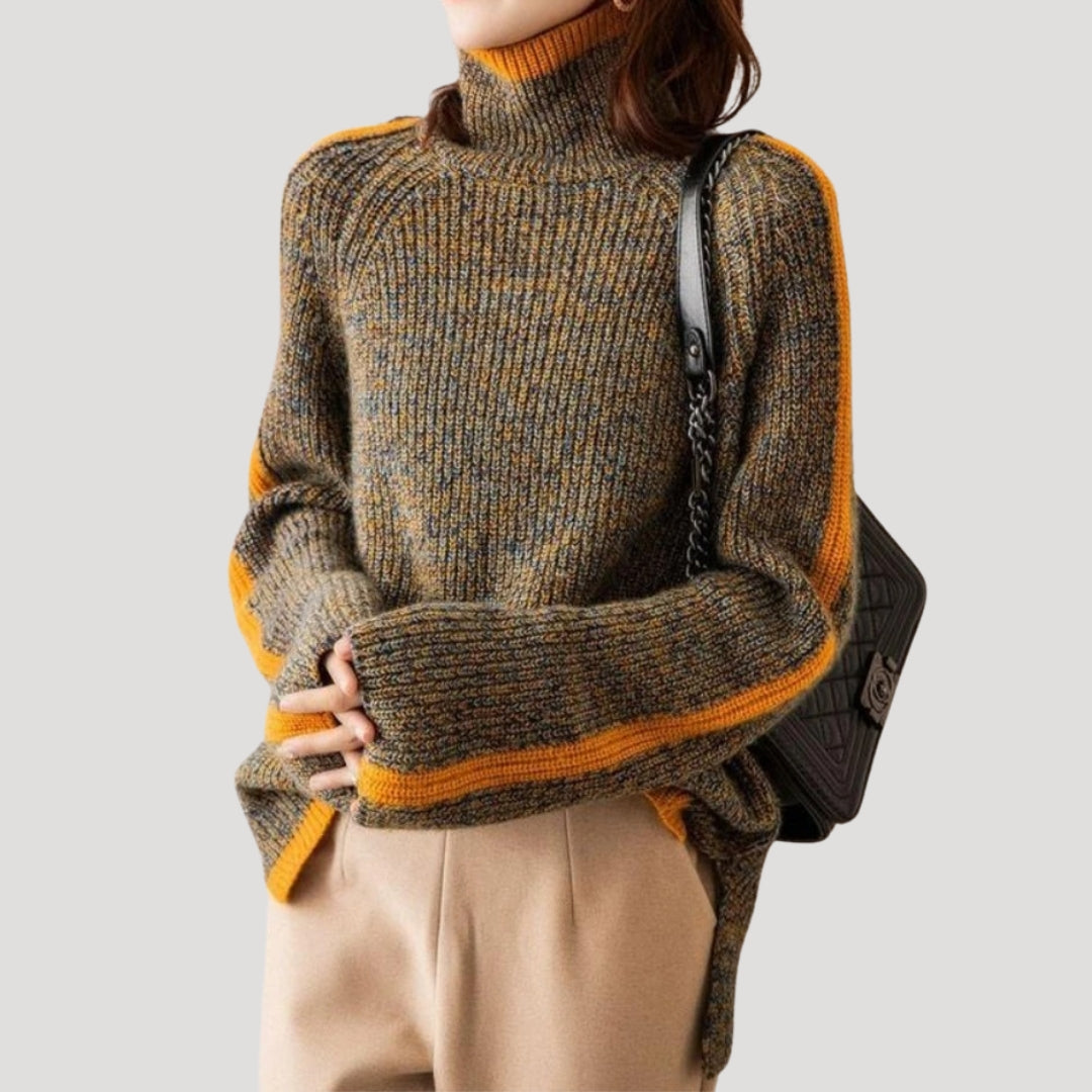 Selina Women’s Sweater with Turtleneck and Ribbed Texture for Versatile Spring Layering 0