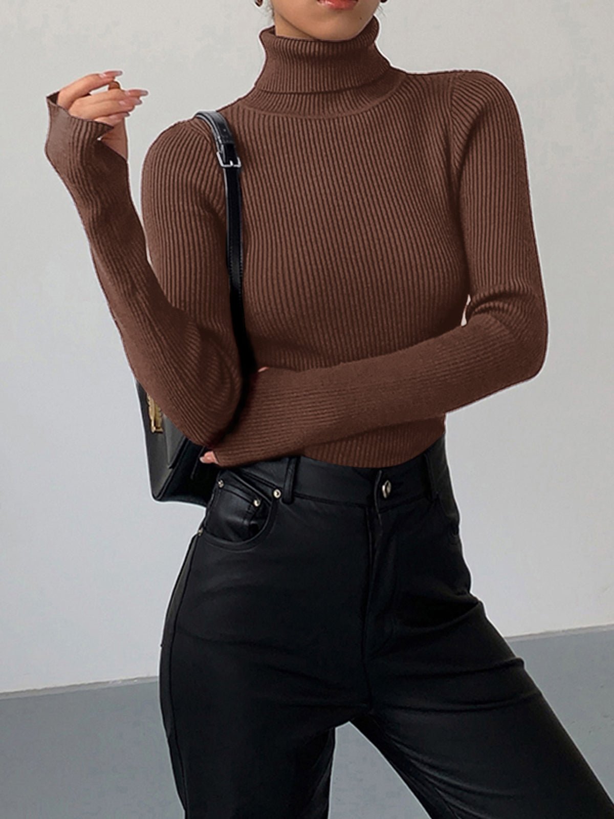 Sienna Women's Ribbed Turtleneck Sweater | Lightweight Knit, Figure-Flattering Fit 3