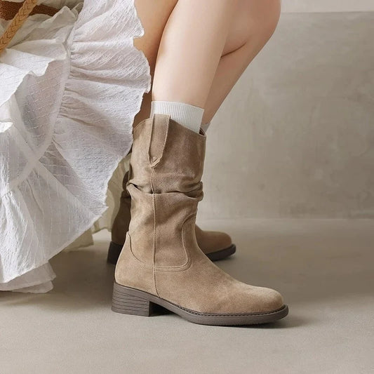 Sierra Women’s Ankle Boots featuring a stylish suede finish and a modern square toe design, perfect for casual and formal occasions. 0