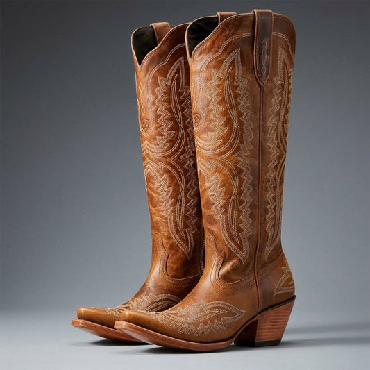Sierra Women's Cowgirl Boots with Knee-High Design and Block Heel 0