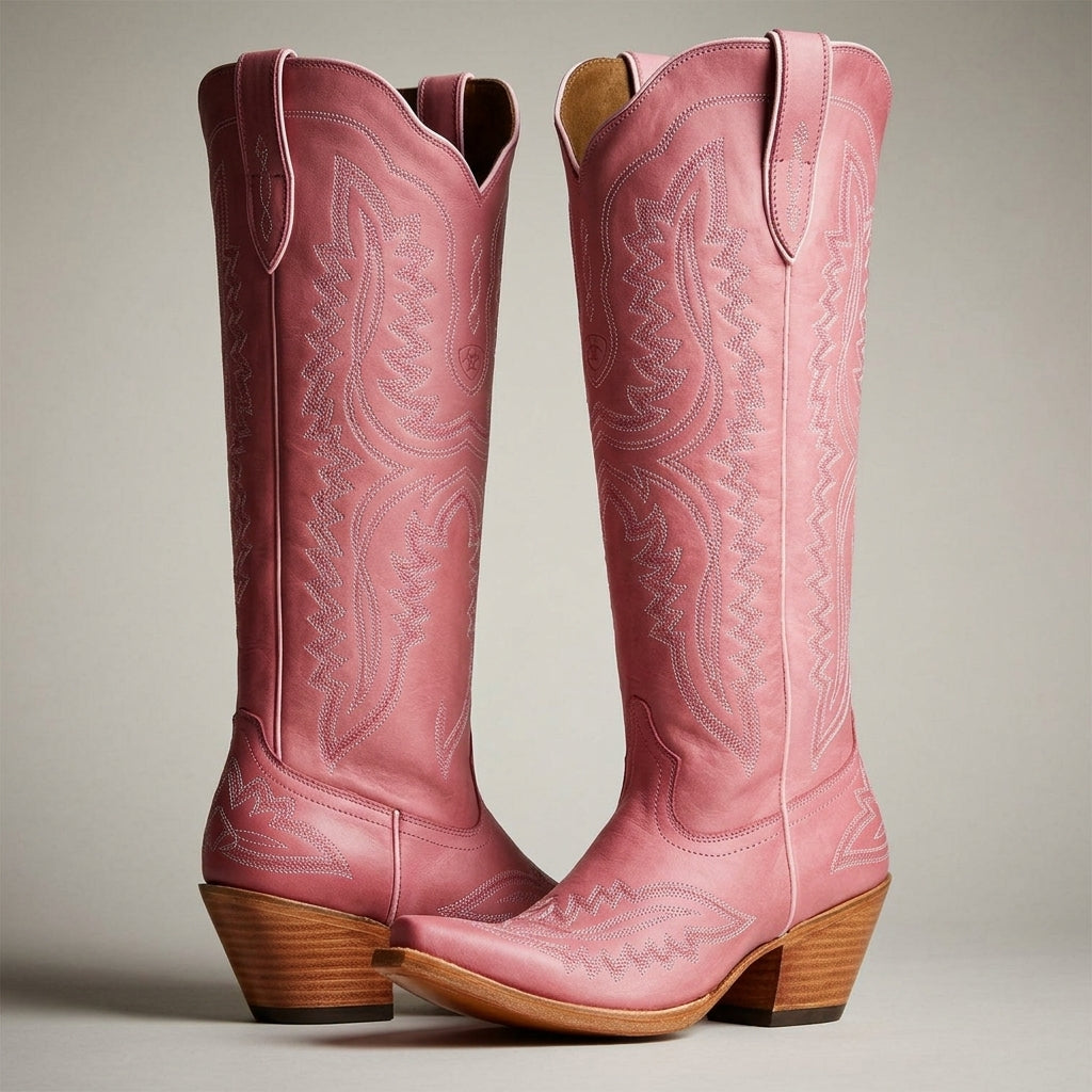 Sierra Women's Cowgirl Boots with Knee-High Design and Block Heel 3
