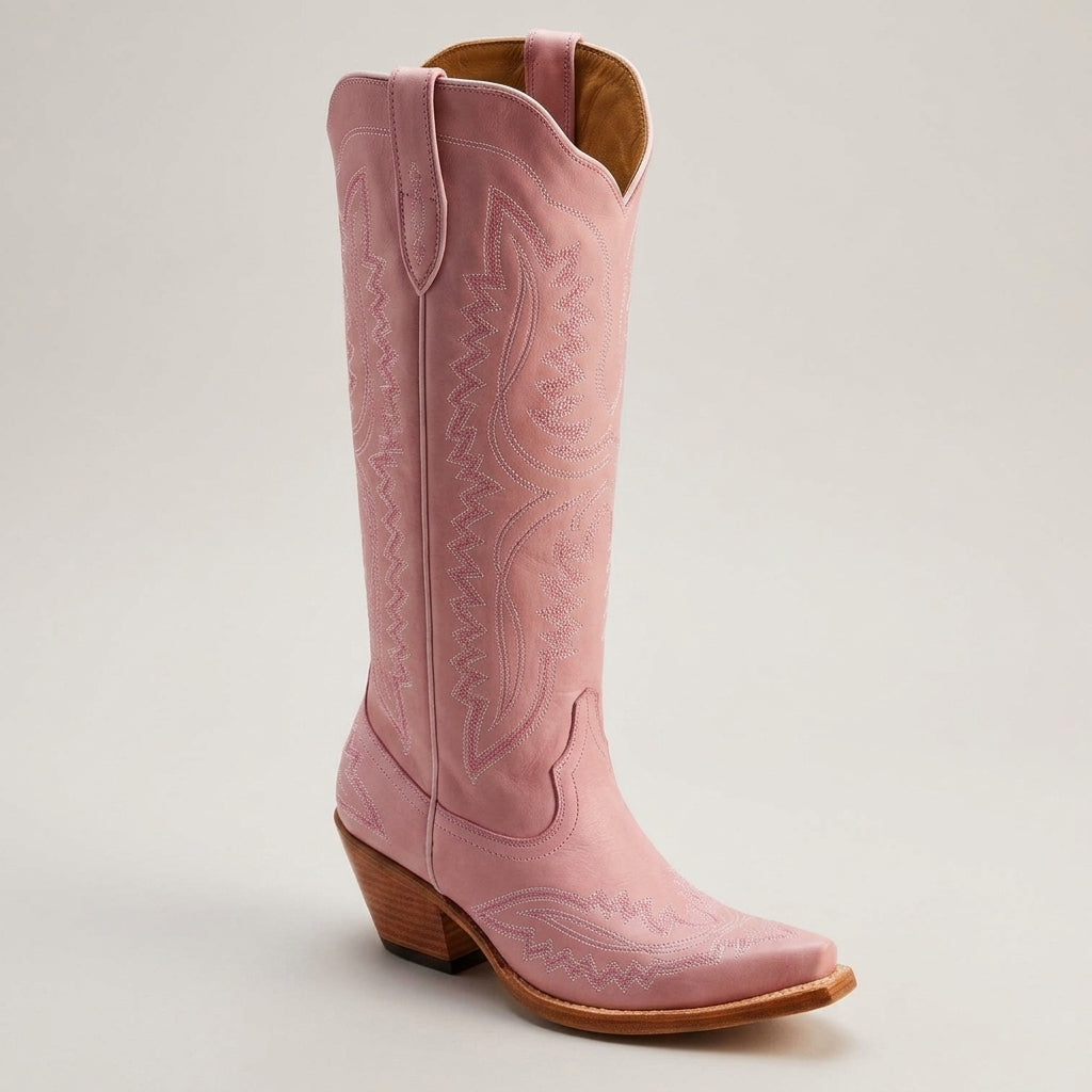 Sierra Women's Cowgirl Boots with Knee-High Design and Block Heel 7