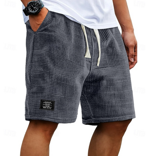Sleek Men’s Shorts with Breathable Waffle Fabric and Relaxed Fit 0