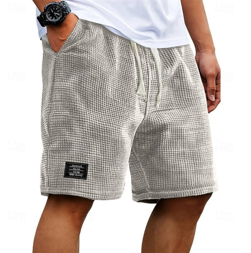 Sleek Men’s Shorts with Breathable Waffle Fabric and Relaxed Fit 1