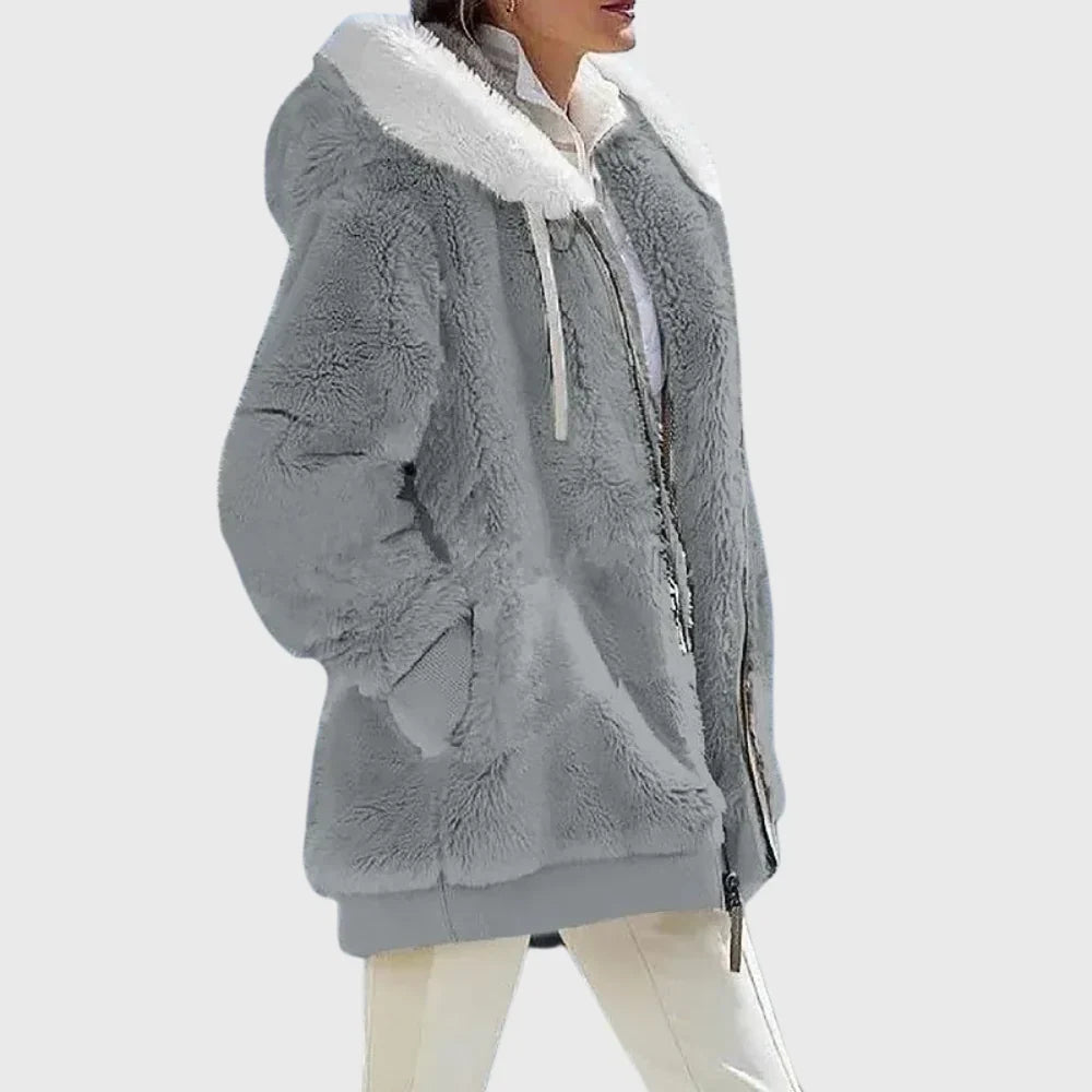 Sofia Women's Puffer Jacket featuring a stylish multicolor design and a cozy faux-fur hood, perfect for winter fashion and warmth. 8