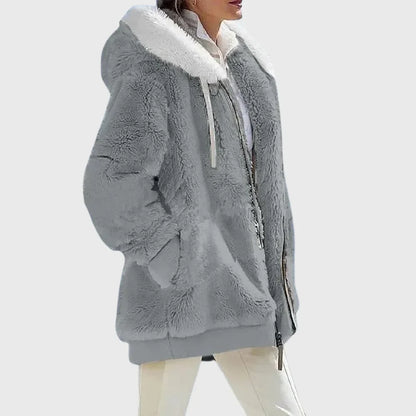 Sofia Women's Puffer Jacket featuring a stylish multicolor design and a cozy faux-fur hood, perfect for winter fashion and warmth. 8