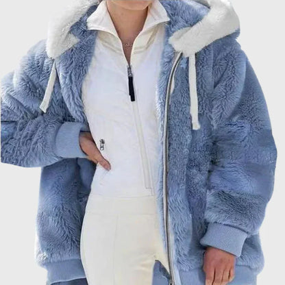 Sofia Women's Puffer Jacket featuring a stylish multicolor design and a cozy faux-fur hood, perfect for winter fashion and warmth. 9