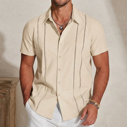 Soleil Men’s Shirt with Breathable Linen Blend and Contemporary Cuban Design 1