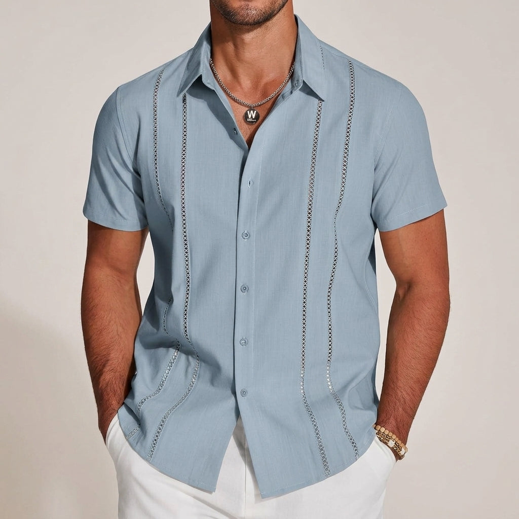 Soleil Men’s Shirt with Breathable Linen Blend and Contemporary Cuban Design 3