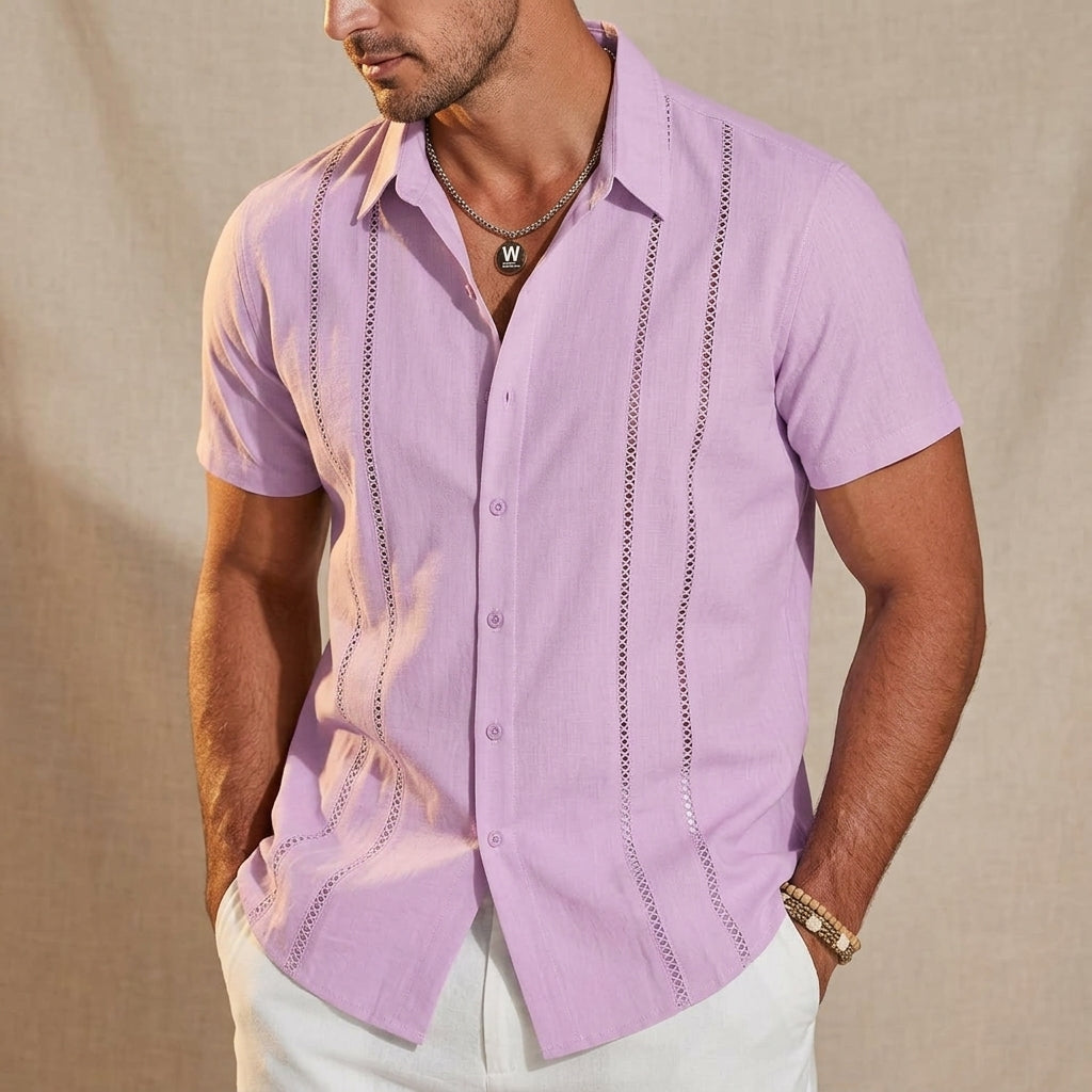 Soleil Men’s Shirt with Breathable Linen Blend and Contemporary Cuban Design 4