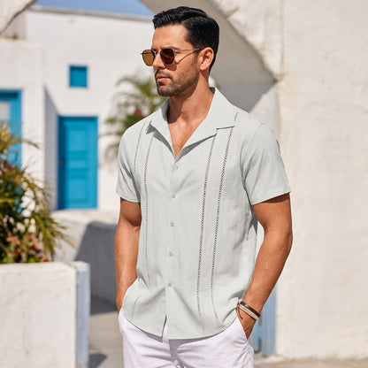 Soleil Men’s Shirt with Breathable Linen Blend and Contemporary Cuban Design 6