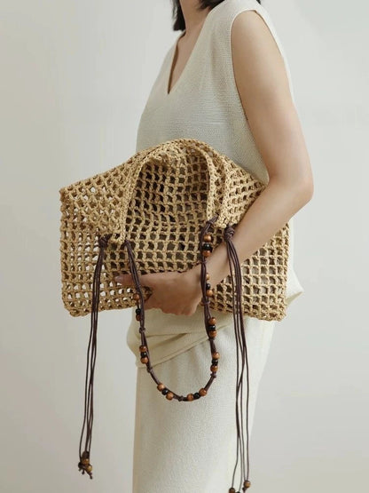 Soleil Women’s Beach Tote Bag with Handwoven Straw and Spacious Interior 1