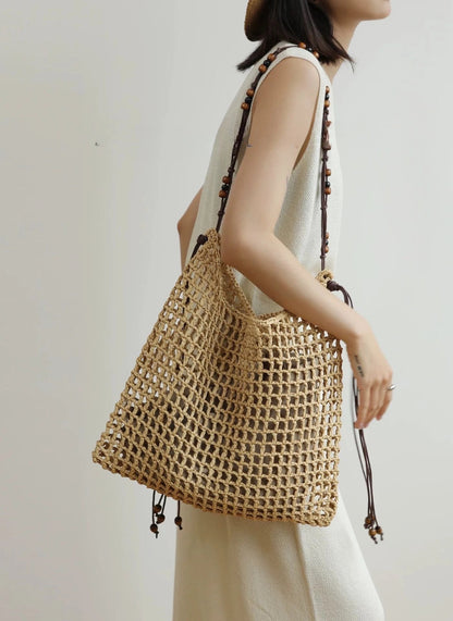 Soleil Women’s Beach Tote Bag with Handwoven Straw and Spacious Interior 2