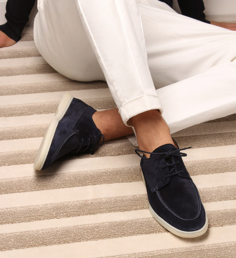 Soren Men's Suede Loafers | Textured Lace-Up Design, Casual Elegance 0