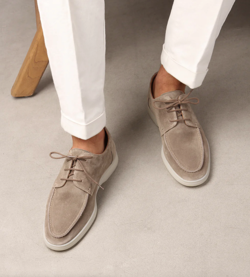Soren Men's Suede Loafers | Textured Lace-Up Design, Casual Elegance 4