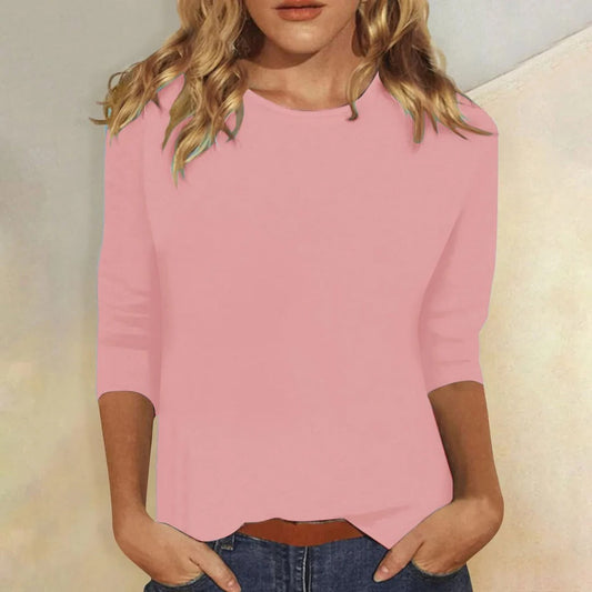 Stella Women's Crop Top with Three-Quarter Sleeves and Classic Crew Neck 0