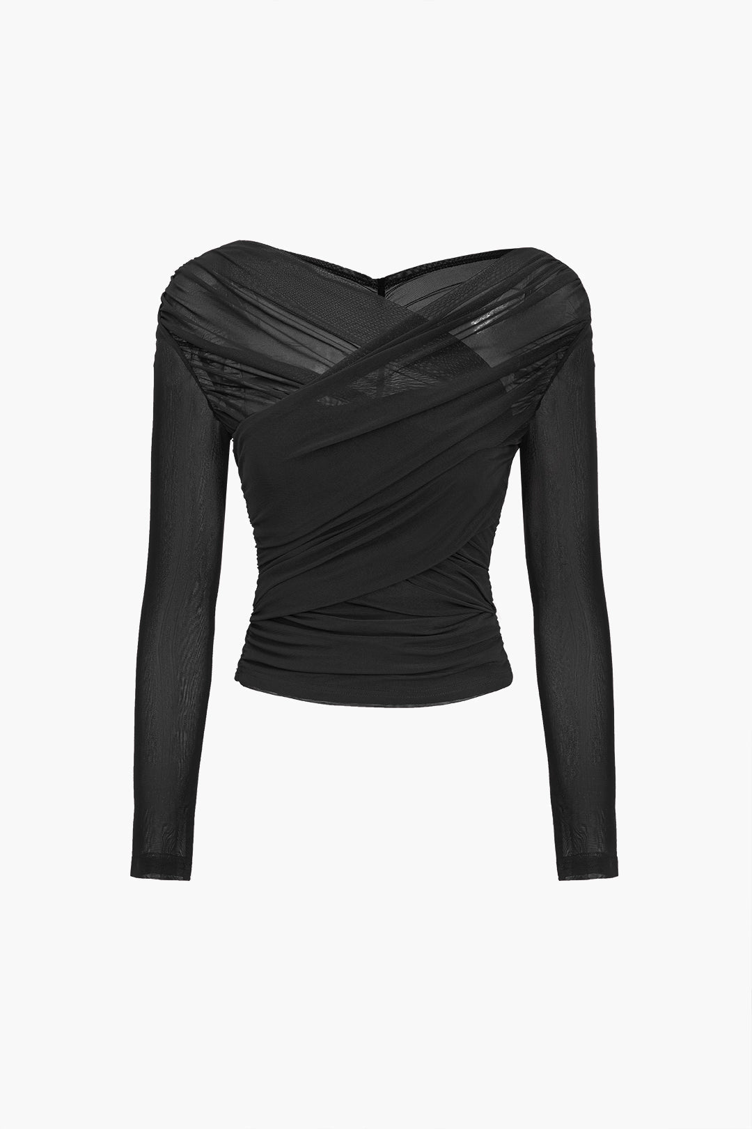 Susanne Women’s Mesh Top with Ruffles and Long Sleeves 4
