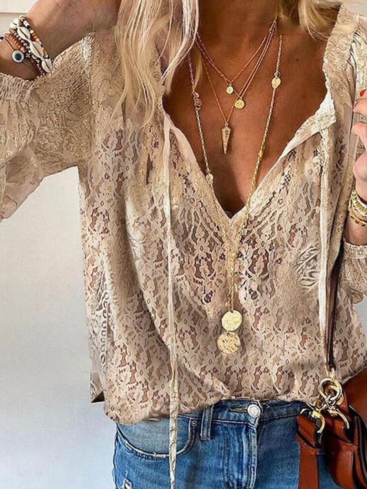 Tamara Women’s Boho Blouse with V-Neck and Flowing Fit 0
