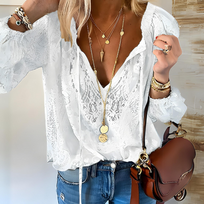 Tamara Women’s Boho Blouse with V-Neck and Flowing Fit 1