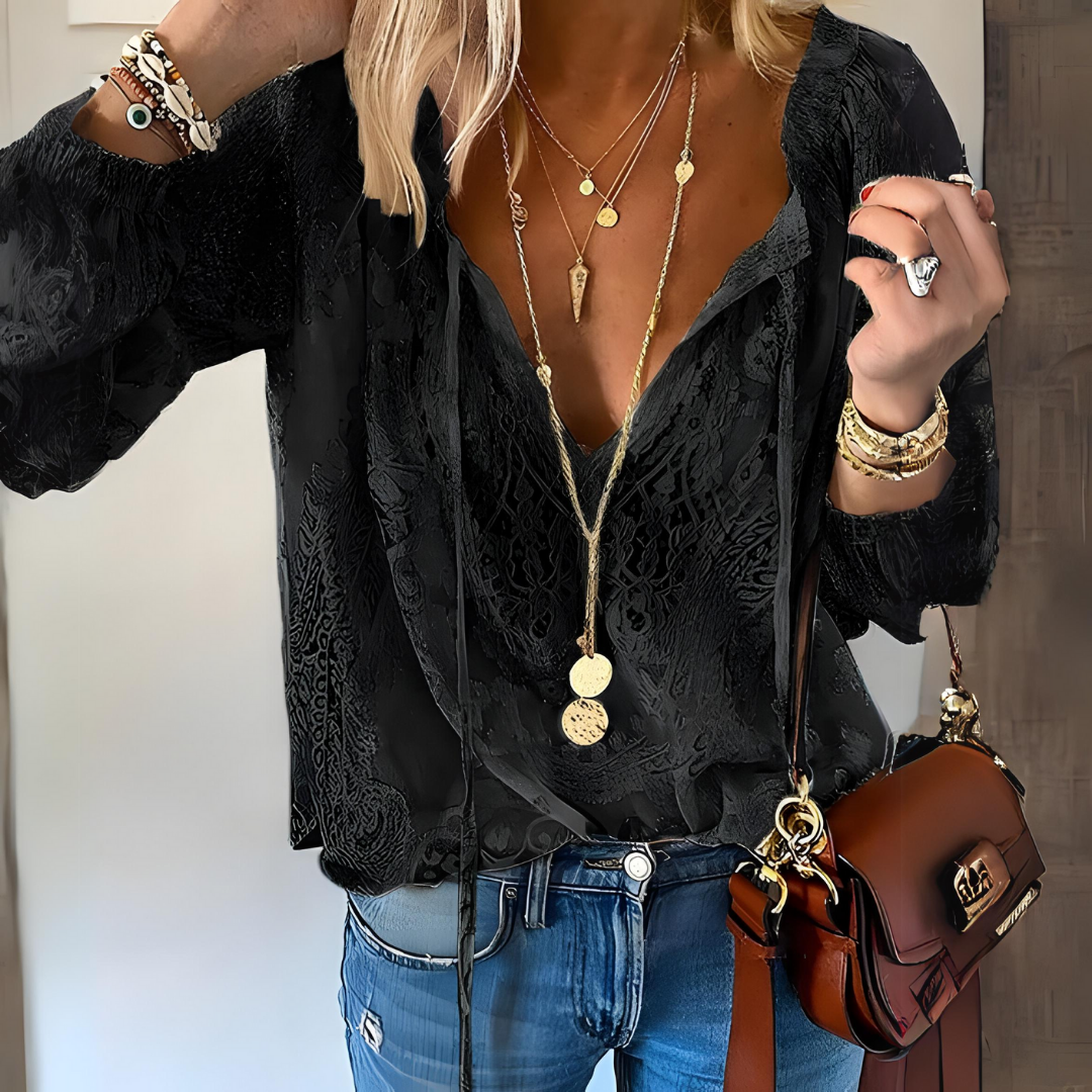 Tamara Women’s Boho Blouse with V-Neck and Flowing Fit 2