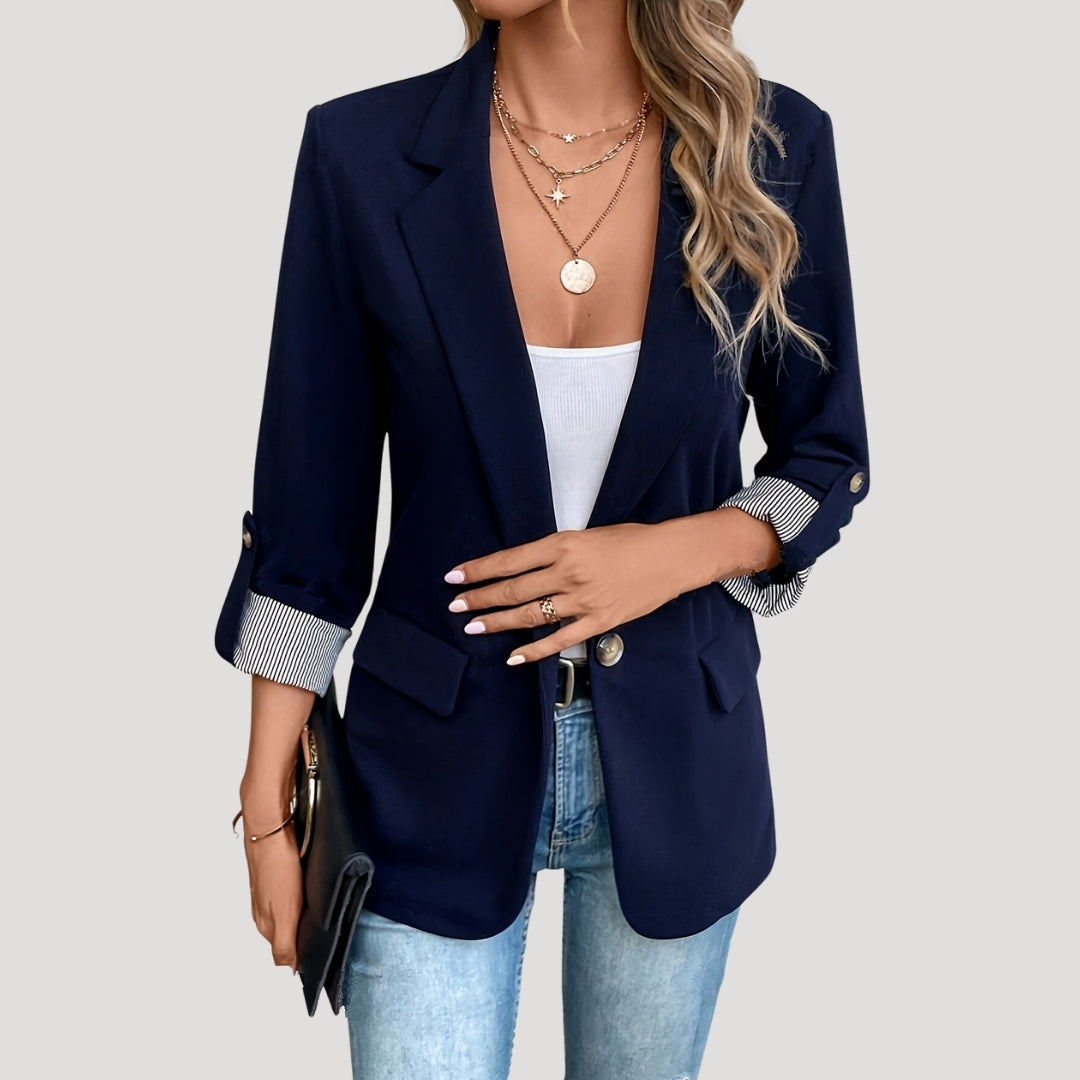 Tara Women’s Blazer with Single Breasted Design and Roll-Up Sleeves 0