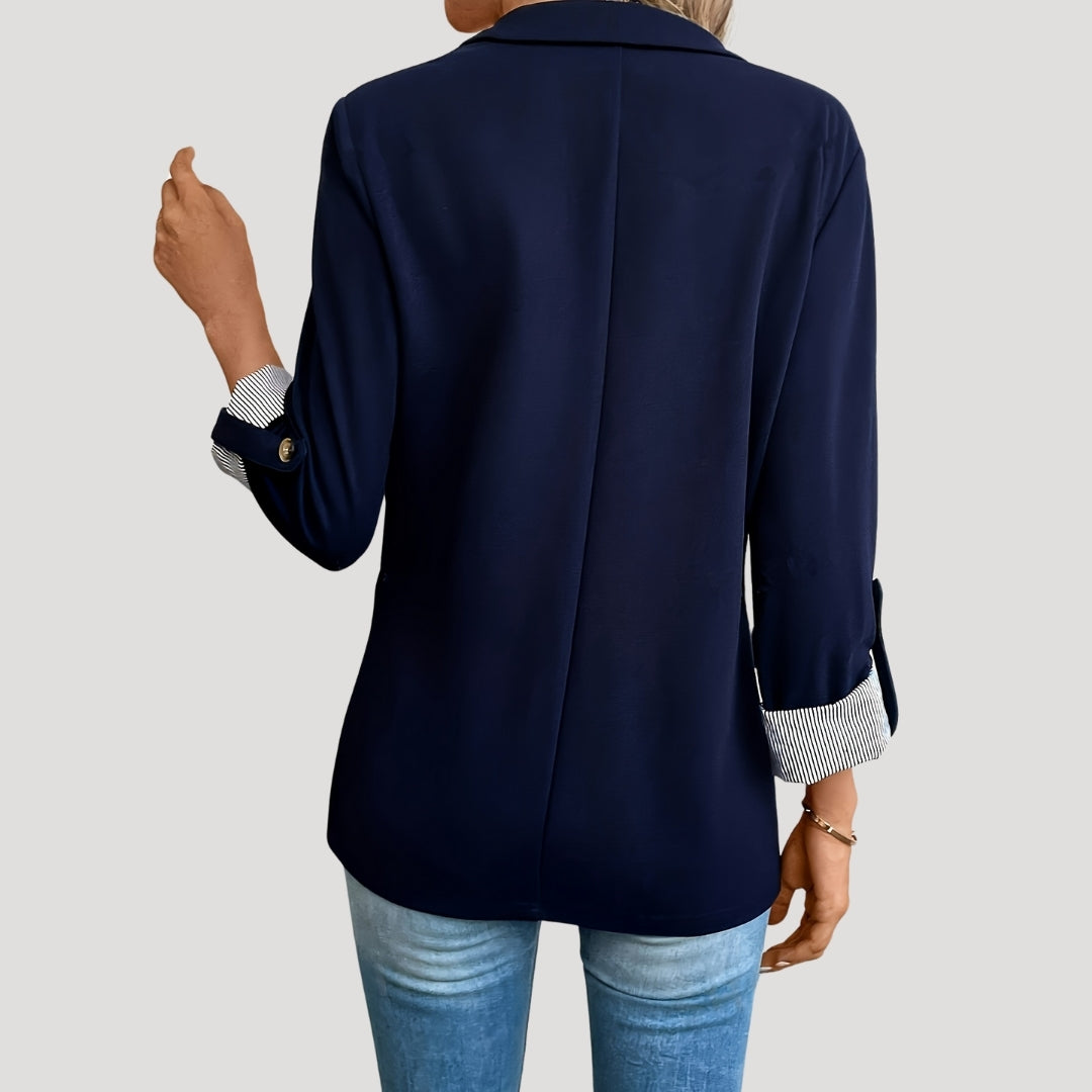 Tara Women’s Blazer with Single Breasted Design and Roll-Up Sleeves 1