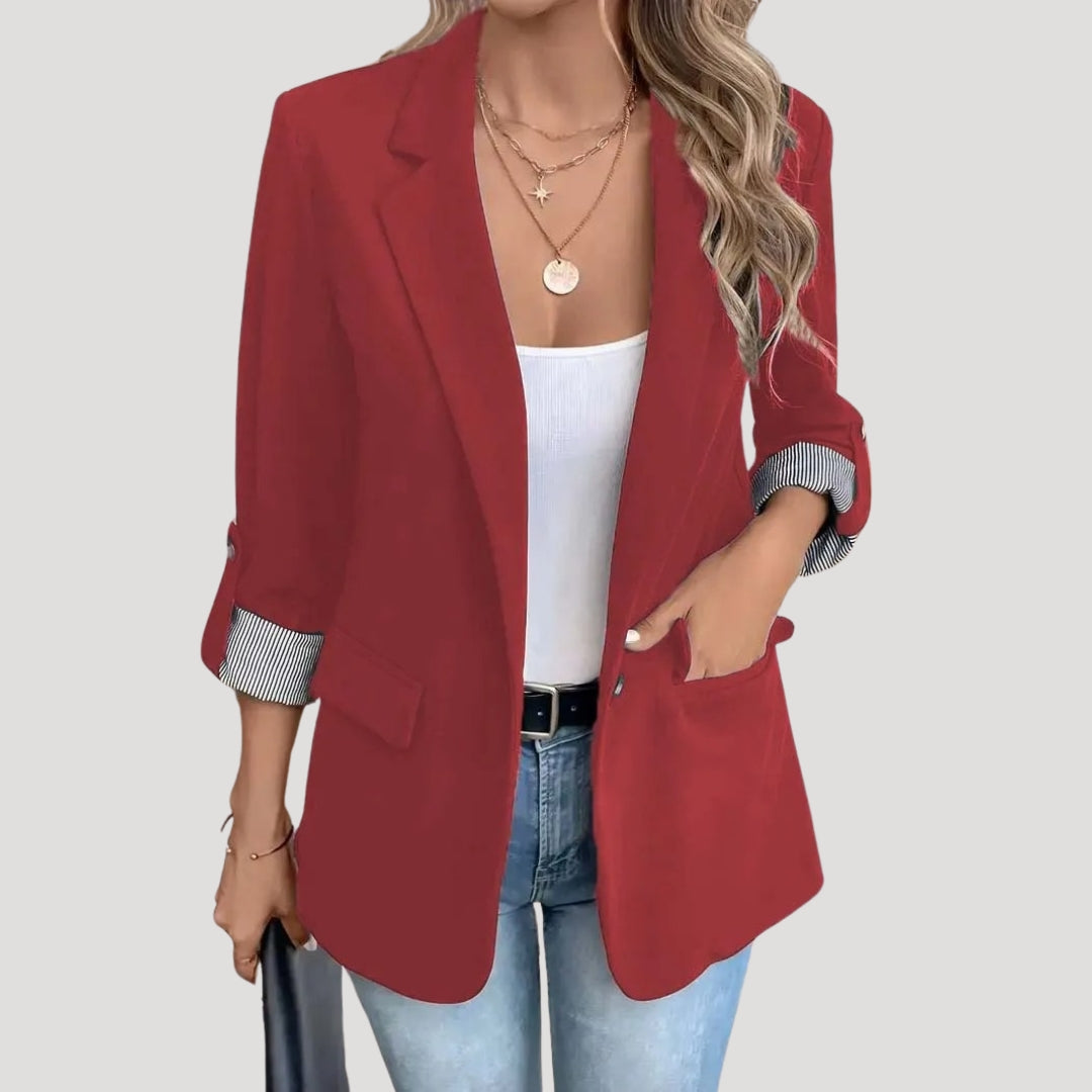 Tara Women’s Blazer with Single Breasted Design and Roll-Up Sleeves 2